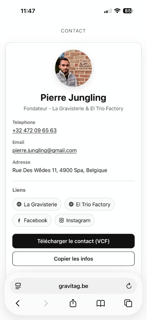 Drop page Gravitag - première vue