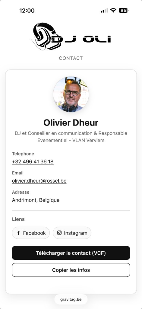 Drop page Gravitag - deuxième vue